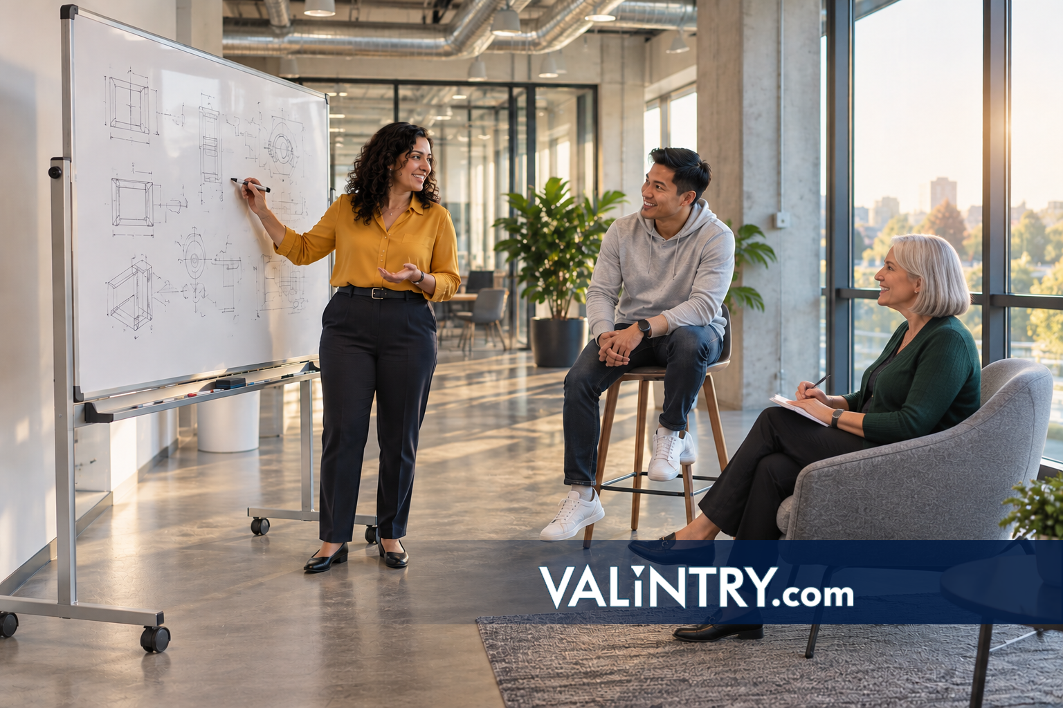 Engineer sketches a plan for teammates hired through best engineering staffing agencies